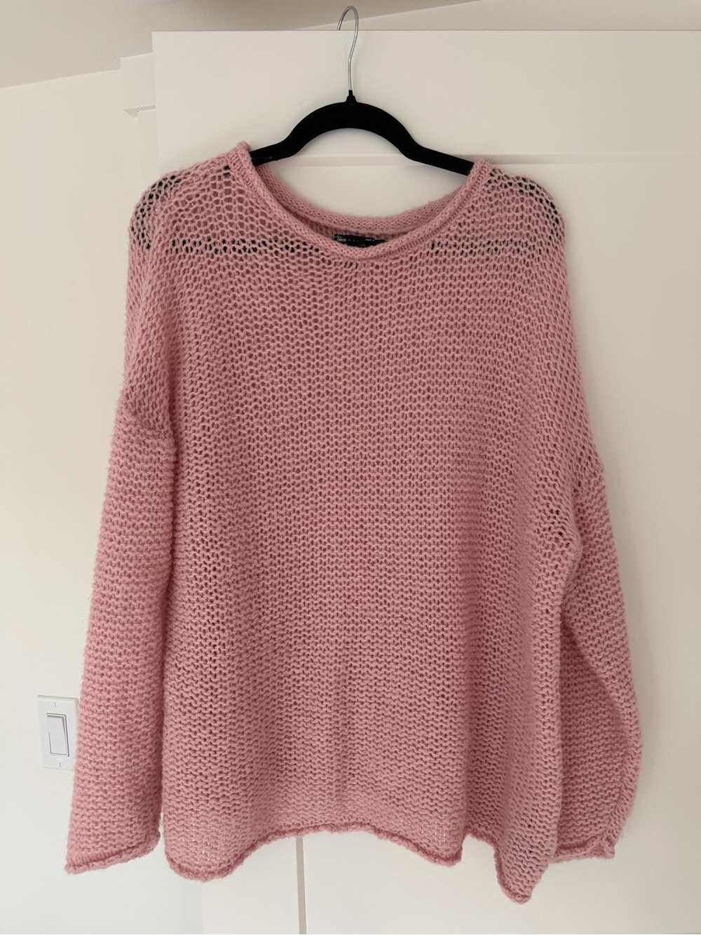 oversized dusty pink knit sweater